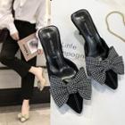 Bow Accent High Heel Pointed Mules
