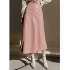 Flared Maxi Pleather Skirt With Belt