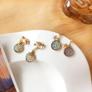 Resin Disc Star Alloy Dangle Earring