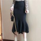 Knit Midi Mermaid Pencil Skirt Black - One Size