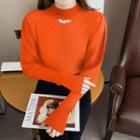 Mock-neck Sequined Knit Top