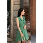 Ruffled V-neck A-line Mini Dress