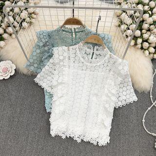 Short-sleeve Crochet Lace Shirt