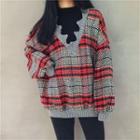 Mock Two Piece Plaid Pullover