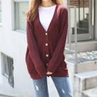 Pocket Ribbed Loose-fit Cardigan In 5 Colors