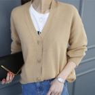 Wide-placket V-neck Cardigan