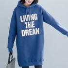 Lettering Hoodie Dress Blue - One Size