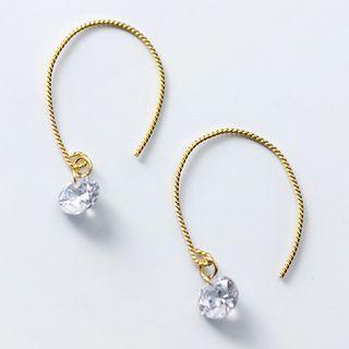 Rhinestone Dangle Threader Earring 1 Pair - S925 Sterling Silver Earring - One Size