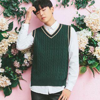 Stripe-trim Knit Vest