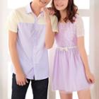 Couple Matching Panel Short-sleeve Shirt / Dress