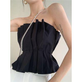 Ruffle Trim Strapless Top / Boot Cut Pants