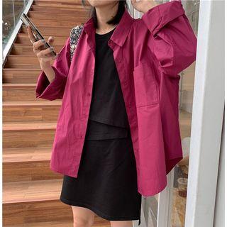 Plain Long-sleeve Shirt / Sleeveless Dress