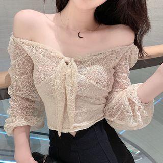 Off-shoulder Cropped Lace Blouse