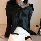 Mesh Panel Long-sleeve Top Black - One Size