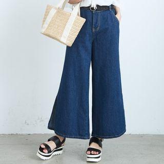 High-waist Wide-leg Ankle-length Jeans