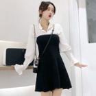 Lantern-sleeve Blouse / Strapless A-line Dress