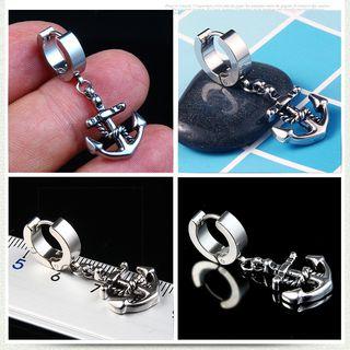Stainless Steel Anchor Dangle Earring Steel - One Size