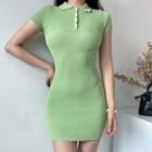Short-sleeve Plain Shaping Knit Dress