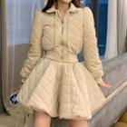 Quilted Zip-up Jacket / Mini A-line Skirt