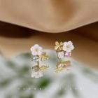 Rhinestone Resin Flower Earring 1 Pair - Earring - Flower - One Size