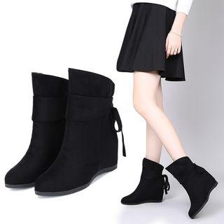 Faux Suede Hidden Wedge Short Boots
