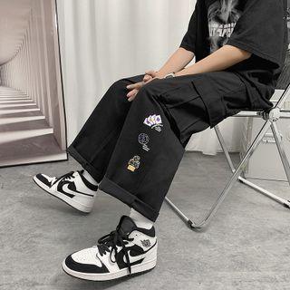 Poker Print Cargo Straight Cut Pants