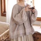 Lace-trim Puff-sleeve Blouse As Shown In Figure - One Size