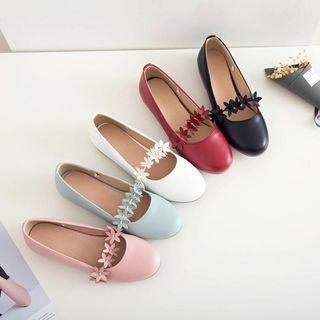 Faux Leather Floral Accent Flats