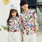 Couple Matching Printed Elbow-sleeve Shirt