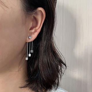 Cube Alloy Fringed Earring 1 Pair - Silver - One Size