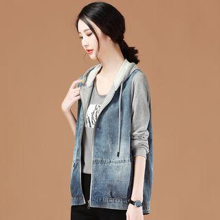 Denim Paneled Hoodie