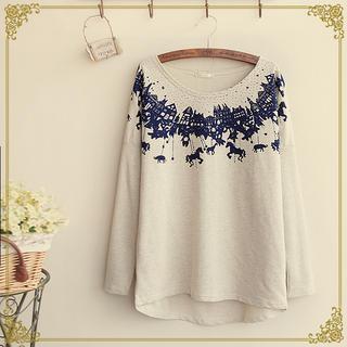 City And Horse Print T-shirt