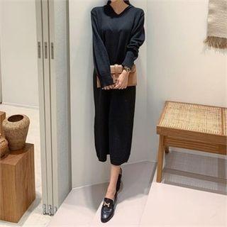Hooded Boxy Long Knit Dress