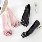 Dotted Ribbon Chunky-heel Pumps