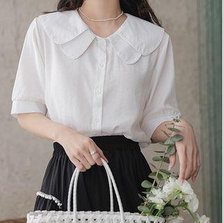 Puff-sleeve Layered Collar Shirt