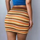 Striped Knit Mini Fitted Skirt