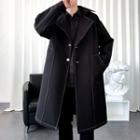 Contrast Stitching Single-breasted Long Coat