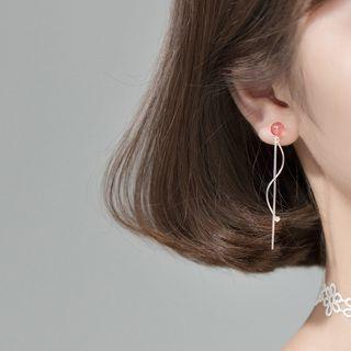 Faux Crystal Wavy Sterling Silver Fringed Earring 1 Pair - Silver - One Size