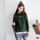 Texted Graphic Layered Fleecy Hoodie