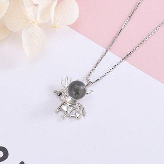 925 Sterling Silver Devil Necklace Ns384 - White - One Size