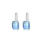Simple And Fashion Geometric Rectangular Earrings With Blue Cubic Zirconia Silver - One Size