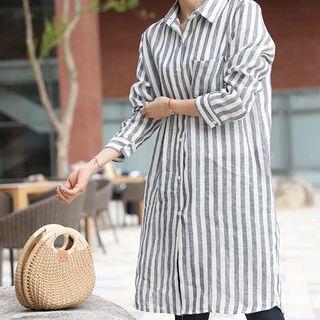 Pocket-detail Striped Linen Shirt