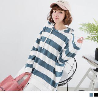 Dipped Back Striped Hoodie