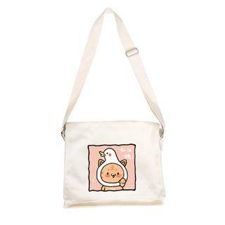 Cat Print Messenger Bag White - One Size