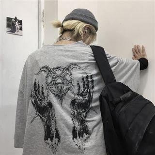 Devil Print Oversized Short-sleeve T-shirt