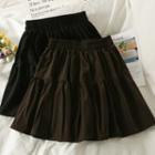 Elastic High-waist Velvet Mini Skirt