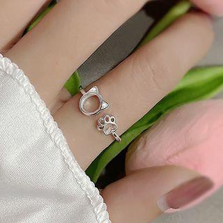 Cat Paw Open Ring 1 Pc - Silver - One Size