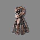 Plaid Scarf Plaid - Beige & Blue - M