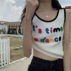 Letter Applique Ribbed Tank Top