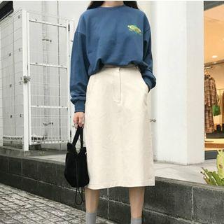 Printed Pullover / High Waist A-line Skirt
